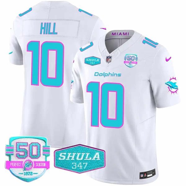 Men's Dolphins Tyreek Hill White F.U.S.E. 50th Perfect Season Patch Jersey