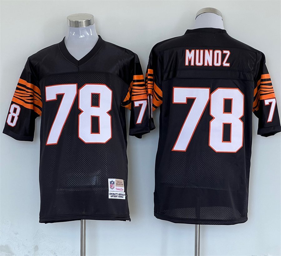Men's Cincinnati Bengals Anthony Munoz Black Throwback Football Stitched Jersey