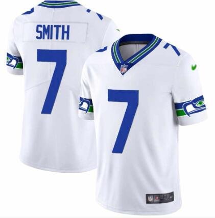 Men's Seattle Seahawks Geno Smith White Throwback Vapor Stitched Football Jersey