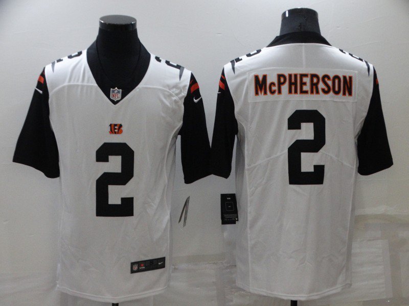 Mens Bengals Evan McPherson limited jersey white throwback