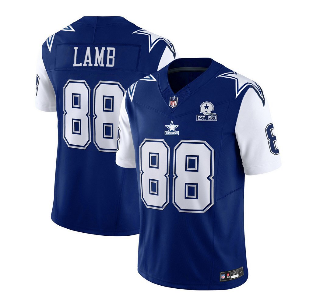 Mens Cowboys CeeDee Lamb Vapor F.U.S.E. With 1960 Patch Jersey Blue