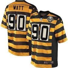 Men & Youth #90 T.J. Watt Pittsburgh Steelers Bumblebee Stripe Edition Yellow Jersey