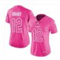 Women's #12 Tom Bardy New York Patriots Color Rush Limited Pink Jersey