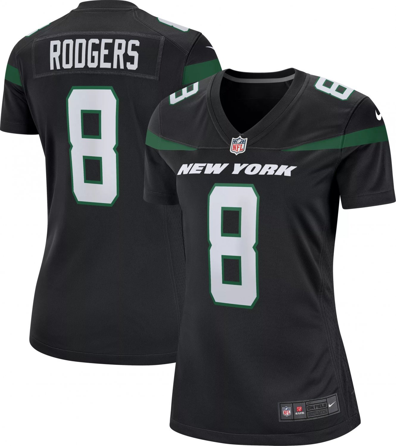 Women's #8 Aaron Rodgers New York Jets Black Game Jersey