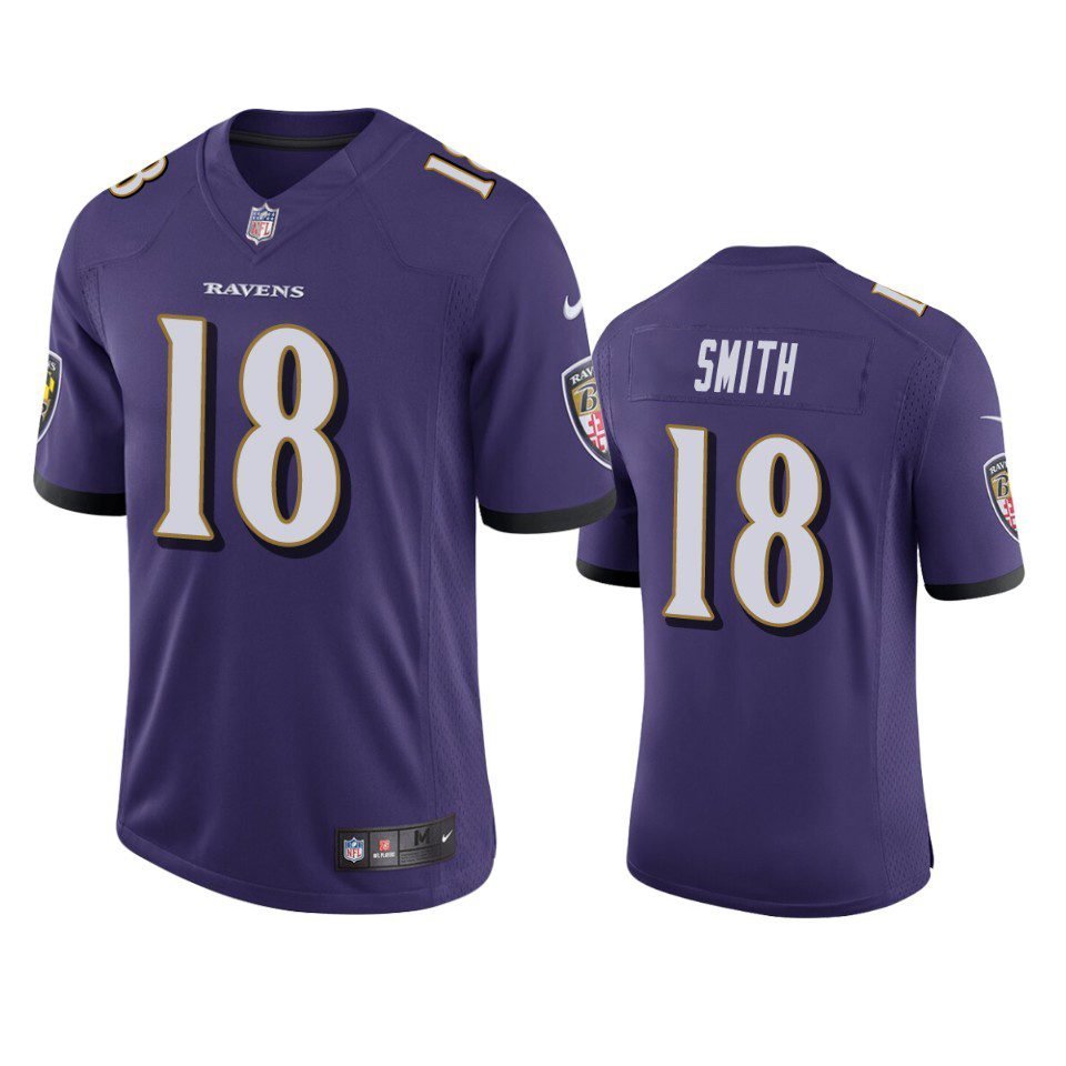 Men & Youth #18 Roquan Smith Baltimore Ravens Game Purple Jersey
