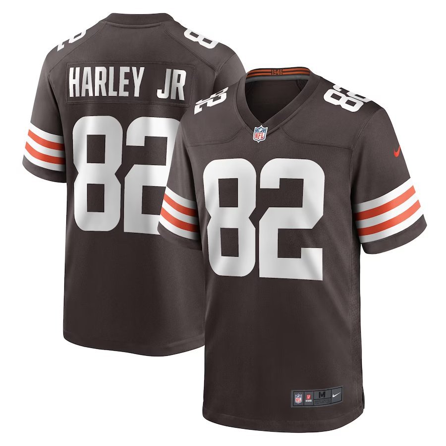 Men & Youth #84 Mike Harley Jr. Cleveland Browns Game Brown Jersey