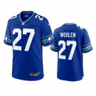 Men & Youth #27 Tariq Woolen Seattle Seahawks Royal Throwback Game Jersey