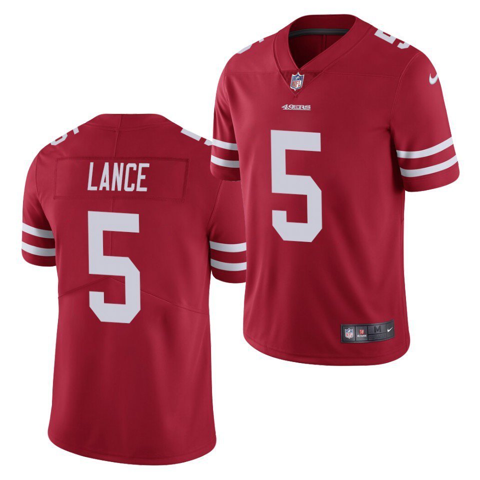 Men & Youth #5 Trey Lance San Francisco 49ers Color Rush Limited Red Jersey
