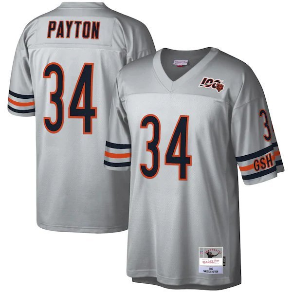 Men's #34 Walter Payton Chicago Bears Throwback Gray Jersey