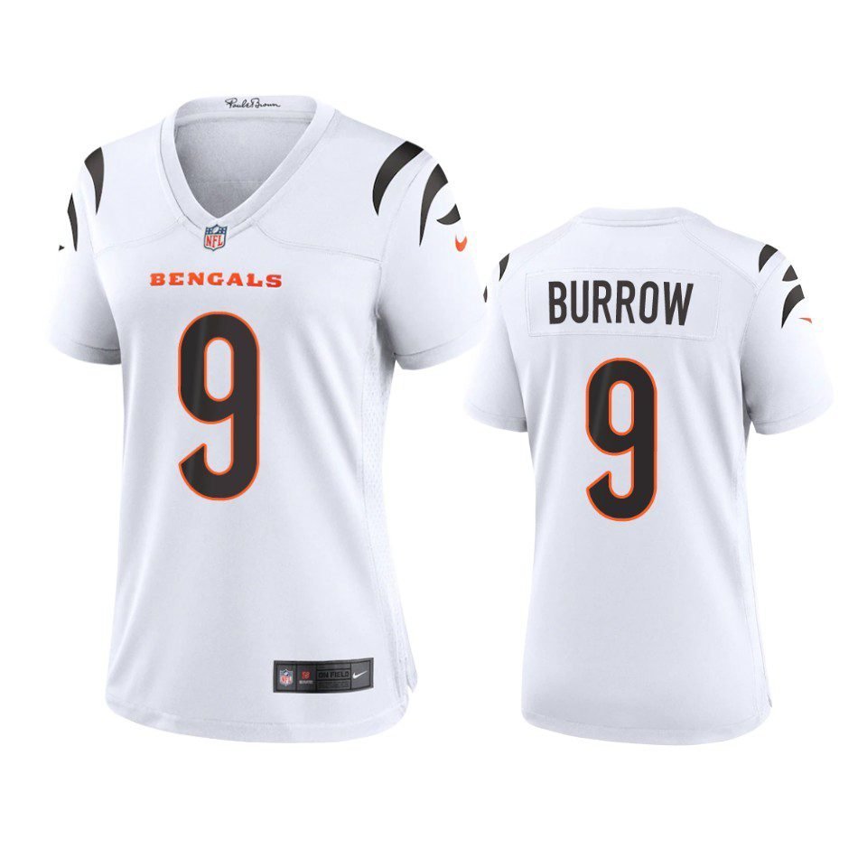 Women's #9 Joe Burrow Cincinnati Bengals White Jersey