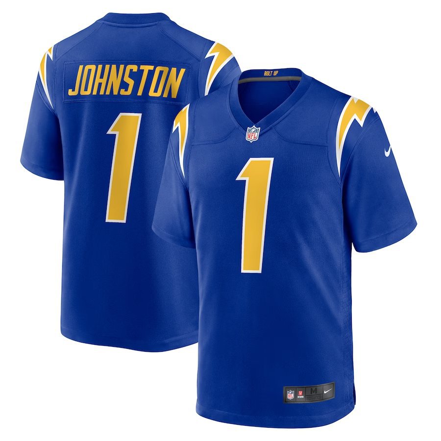 Men & Youth #1 Quentin Johnston Los Angeles Chargers Blue Game Jersey