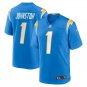 Men & Youth #1 Quentin Johnston Los Angeles Chargers Power Blue Game Jersey
