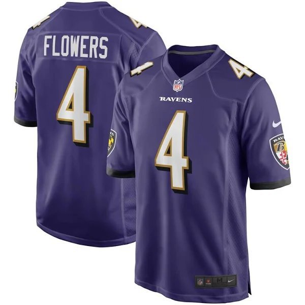 Men & Youth #4 Zay Flowers Baltimore Ravens Stitched Purple Game Jersey