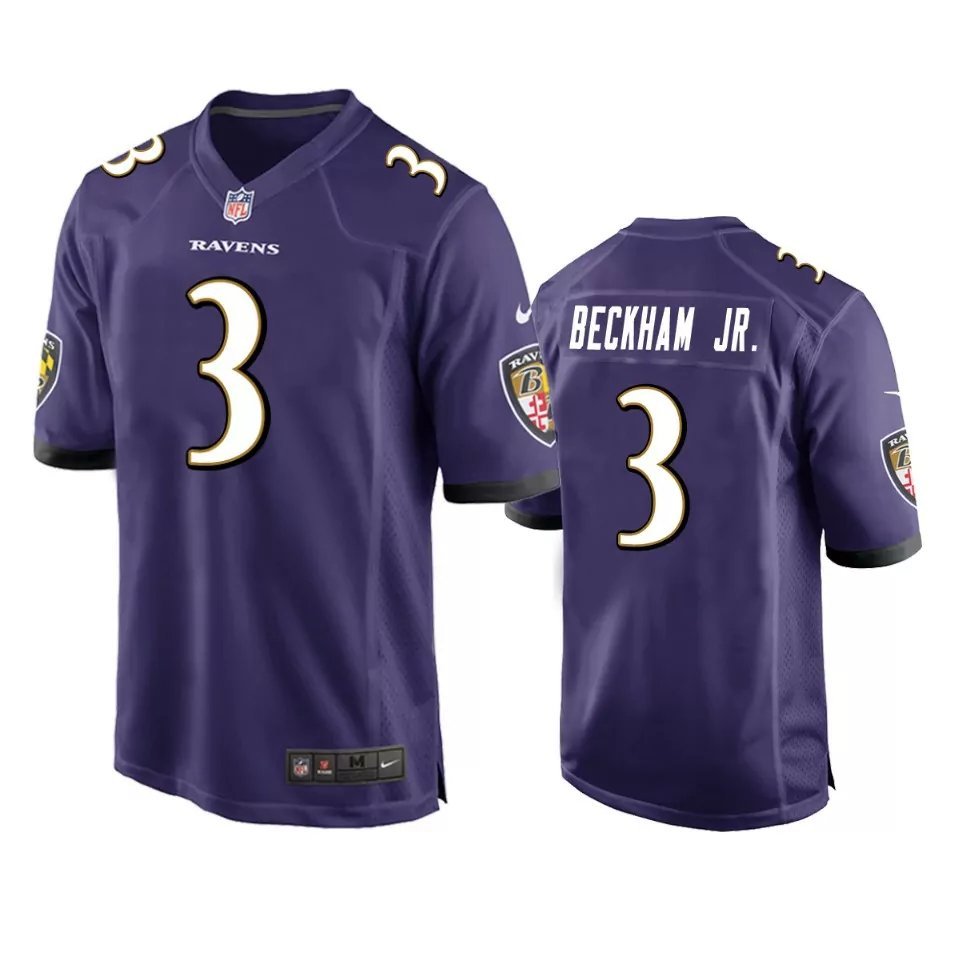 Men & Youth #3 Odell Beckham Jr. Baltimore Ravens Stitched Purple Game Jersey
