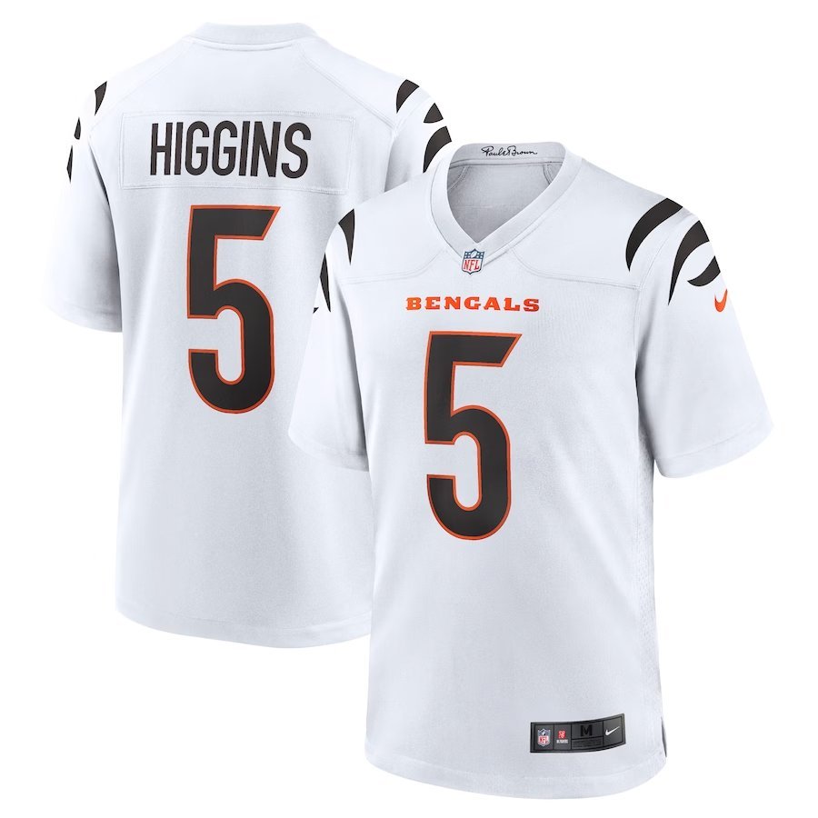 Men & Youth #5 Tee Higgins Cincinnati Bengals Game White Jersey