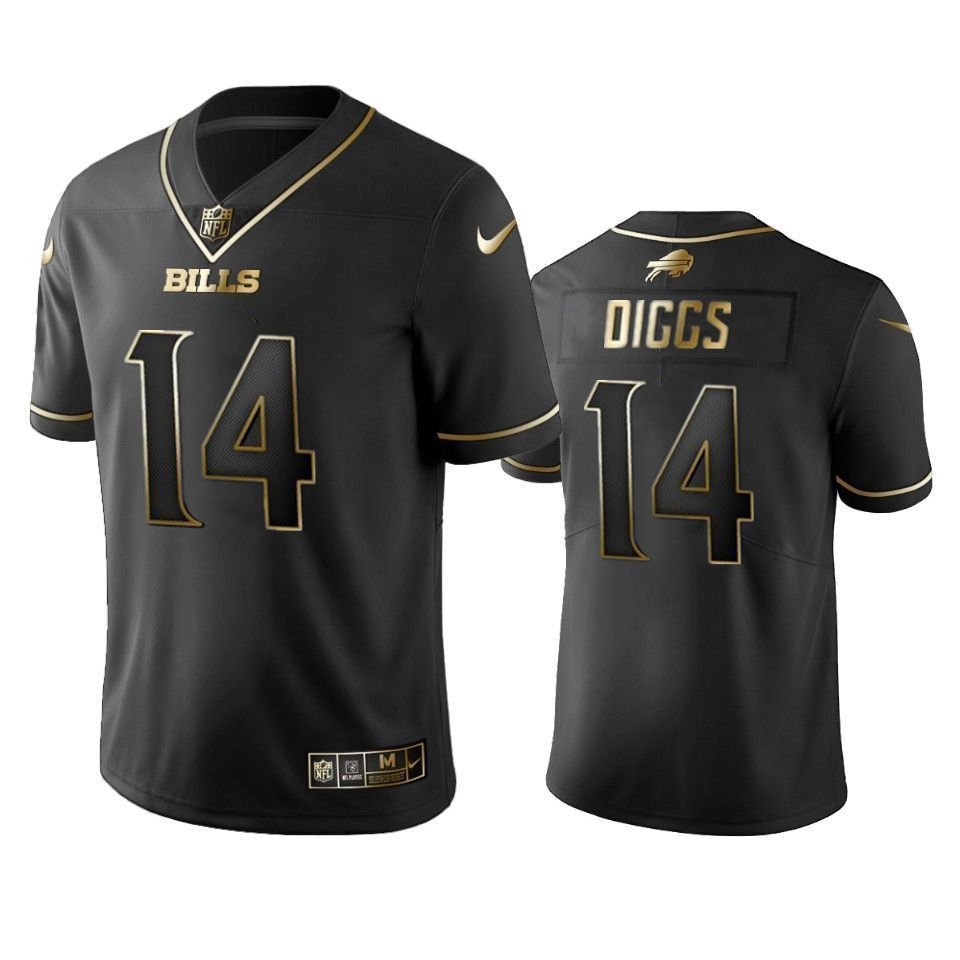 Men & Youth #14 Stefon Diggs Buffalo Black Golden Edition Jersey