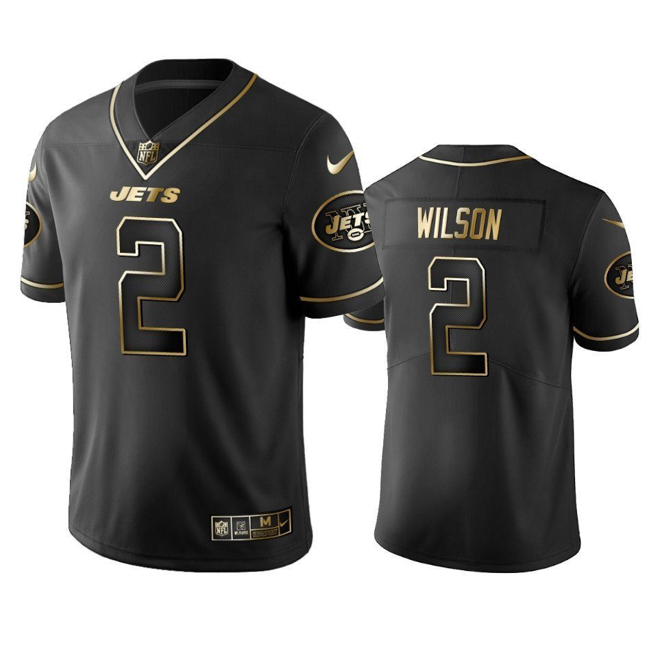 Men & Youth #2 Zach Wilson New York Black Golden Edition Jersey