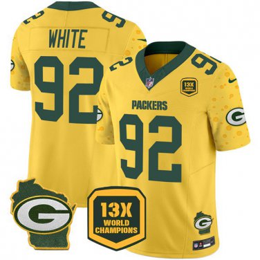 Reggie White shops Men's Green Gold Green Bay Packers Jersey Size Large