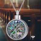 Sterling Silver Tree of Life Urn Necklace with Abalone Shell Pendant Sterling Silver Tree of Life Urn Necklace with Abalone Shell Pendant