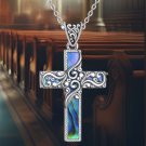 Cross Necklace with Moonstone and Abalone Inlay Perfect Gift for Her Cross Necklace with Moonstone and Abalone Inlay Perfect Gift for Her