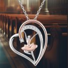 925 Sterling Silver Ballerina Heart Necklace - Ballet Dancer Pendant