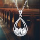 Elegant 925 Sterling Silver Lotus Flower Urn Necklace - Memorial Keepsake Jewelr Elegant 925 Sterling Silver Lotus Flower Urn Necklace - Memorial Keepsake Jewelr