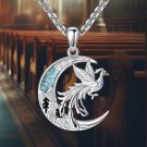 Gothic Phoenix Necklace with Turquoise Moon - 925 Sterling Silver
