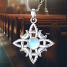 925 Sterling Silver Witches Knot Necklace with Moonstone - Symbol of Protection 925 Sterling Silver Witches Knot Necklace with Moonstone - Symbol of Protection