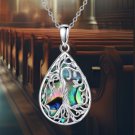Sterling Silver Tree of Life Necklace with Abalone Shell Teardrop Pendant Sterling Silver Tree of Life Necklace with Abalone Shell Teardrop Pendant