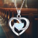 925 Sterling Silver Heart Necklace with Blue Opal 925 Sterling Silver Heart Necklace with Blue Opal