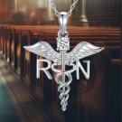 Elegant 925 Sterling Silver Angel Wing Caduceus Necklace - Perfect Nurse Gift