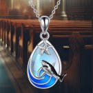 925 Sterling Silver Shark Necklace with Moonstone - Perfect Gift for Marine Anim