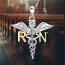 Angel Nurse Necklace with RN Medical Caduceus - Perfect Graduation Gift Angel Nurse Necklace with RN Medical Caduceus - Perfect Graduation Gift