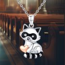 Elegant Sterling Silver Raccoon Necklace - Charming Animal Jewelry Gift for Wome Elegant Sterling Silver Raccoon Necklace - Charming Animal Jewelry Gift for Wome