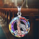 Crystal Necklace 925 Sterling Silver Queen and Wolf for Her Women