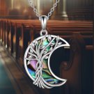 Tree of Life Moon Necklace Sterling Silver Abalone For Her