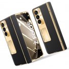 for Samsung Galaxy Z Fold 5 Case, Electroplated Frame, Leather on Back and Hinge