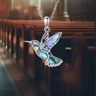 925 Sterling Silver Hummingbird Necklace with Abalone Shell