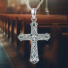 Celtic Cross Necklace 925 Sterling Silver Celtic Knot Cross