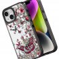 for iPhone 14 Case Cute Aesthetic,Black Girly Shockproof Floral Phone