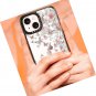 for iPhone 14 Case Cute Aesthetic,Black Girly Shockproof Floral Phone