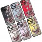 for iPhone 14 Case Cute Aesthetic,Black Girly Shockproof Floral Phone