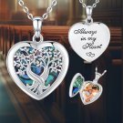 925 Sterling Silver Tree of Life Locket Necklace with Green Abalone Shell