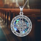 Witch's Knot Celtic Wiccan Necklace with Abalone Shell - 925 Sterling Silver Witch's Knot Celtic Wiccan Necklace with Abalone Shell - 925 Sterling Silver