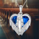 Guardian Angel Necklace with Heart Crystal Sterling Silver Gift for Her Wife Guardian Angel Necklace with Heart Crystal Sterling Silver Gift for Her Wife