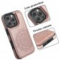 For iPhone 16 Pro Max Case with Card Holder, Flower Magnetic Clasp Flip 16