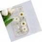 for iPhone 16 Pro Clear Case with Pressed Real Flowers Design,Glitter Cute White