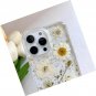 for iPhone 16 Pro Clear Case with Pressed Real Flowers Design,Glitter Cute White