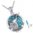 Wolf Urn Necklaces for Ashes Sterling Silver Wolf Cremation Jewelry