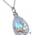 Sterling Silver Urn Necklace Lotus Dragonfly Urn Necklace for Ashes Memory Sterling Silver Urn Necklace Lotus Dragonfly Urn Necklace for Ashes Memory